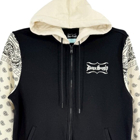 Dogg Supply By Snoop Dogg Mens Black/Cream Zip-Up Fleece Varsity Hoodie Sz M NWT - Picture 5 of 12